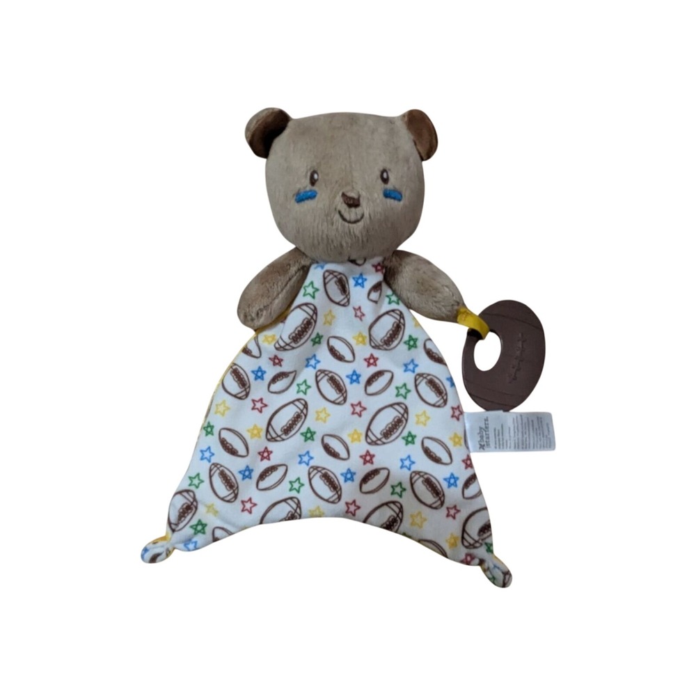 Baby Starters Plush Bear‎ Lovey Football  Star Print Satin Back knotted Rattle